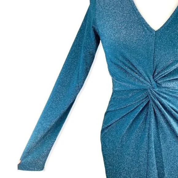 Allegra K Shine Green Long Sleeve V-Neck Women's Dress Size S - Picture 6 of 10